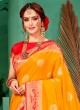 Bright And Beautiful Yellow Color Banarasi Silk Saree